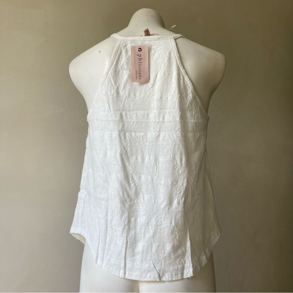 Philosophy | White Fringe Flowwy Accent Button Front Tank Top - Picture 4 of 7
